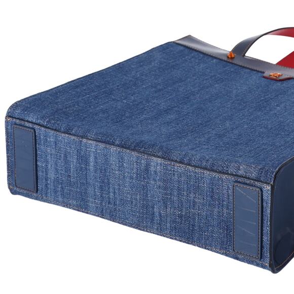 Christian Louboutin Louis Tote Bag Navy Denim Rubber Leather - Picture 4 of 7